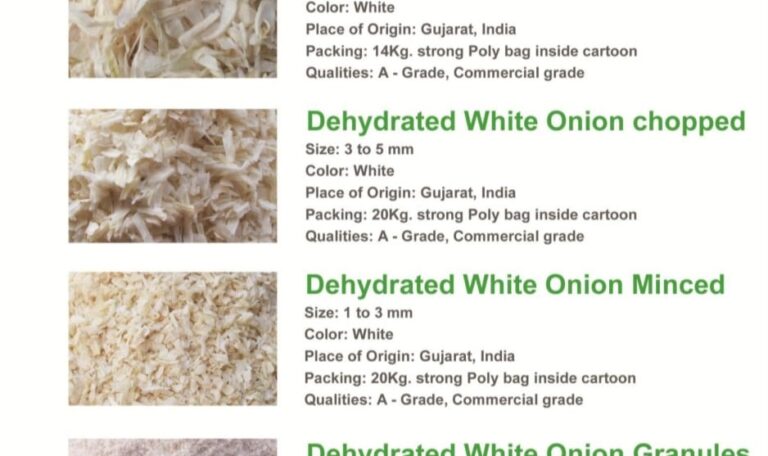 Dehydrated White Onion (Flakes , Powder , Grenuals ) Manufacturer & Exporter India
